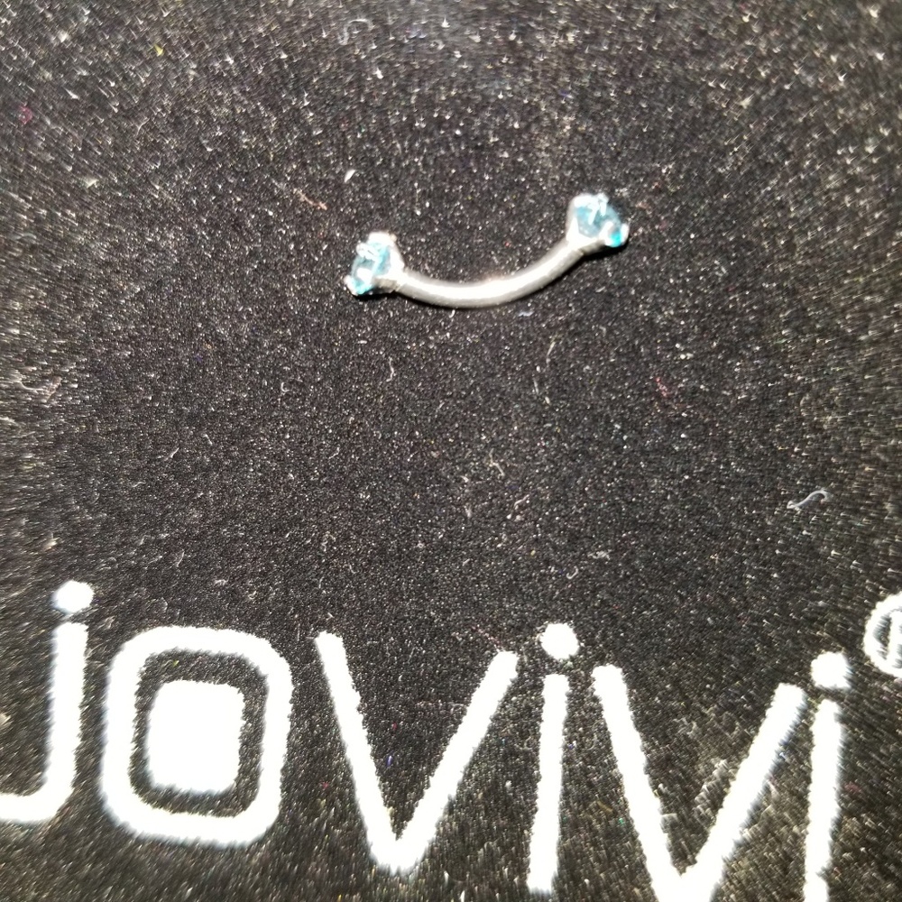 Eyebrow Tragus ring/Light blue cubic zircona X2